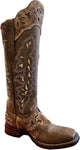 Tall Brindle-on-Trim Buckaroo Boot with Shin Protection