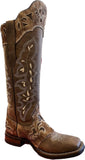 Tall Brindle-on-Trim Buckaroo Boot with Shin Protection